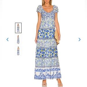 Alice And Olivia Rosalyn Maxi Dress Size 0 Feminine Tiered Floral Cotton Smock